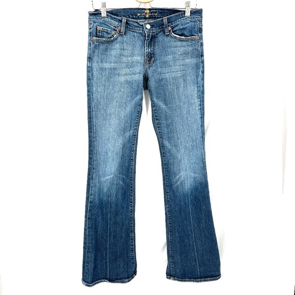 7 for All Mankind 7FAMK classic medium wash flare leg jeans low rise blue 30 - Picture 1 of 13